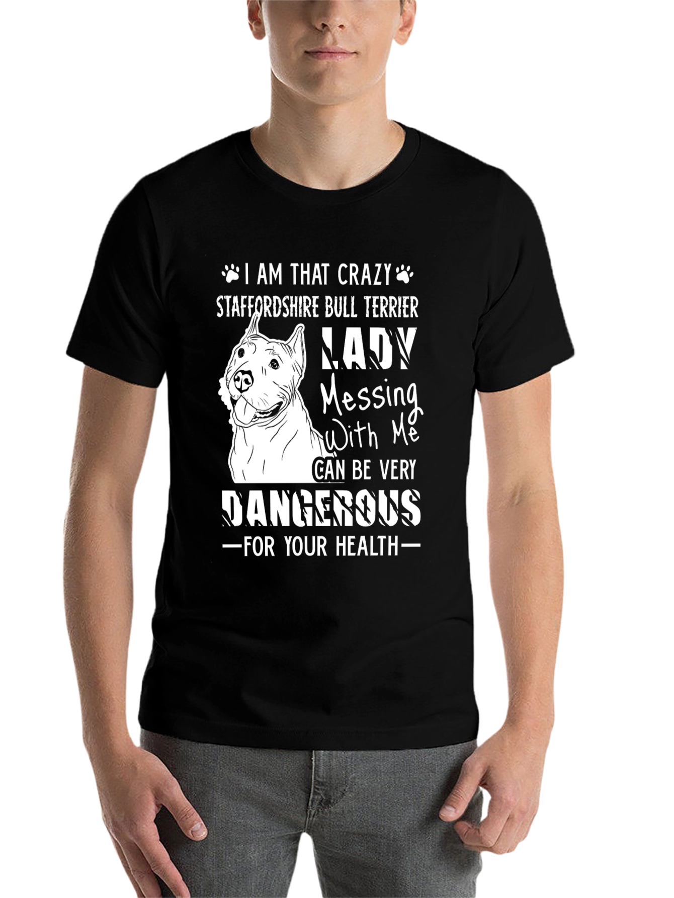 Crazy Staffordshire Bull Terrier Lady T-Shirt