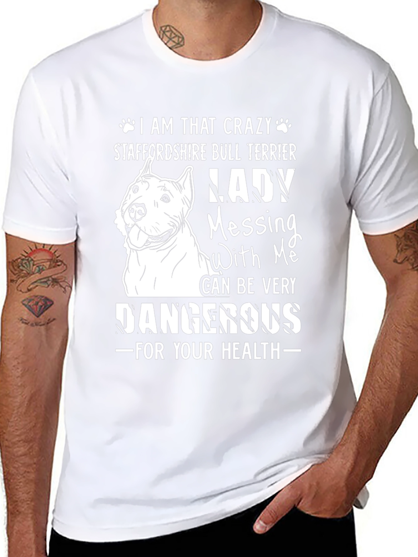 Crazy Staffordshire Bull Terrier Lady T-Shirt
