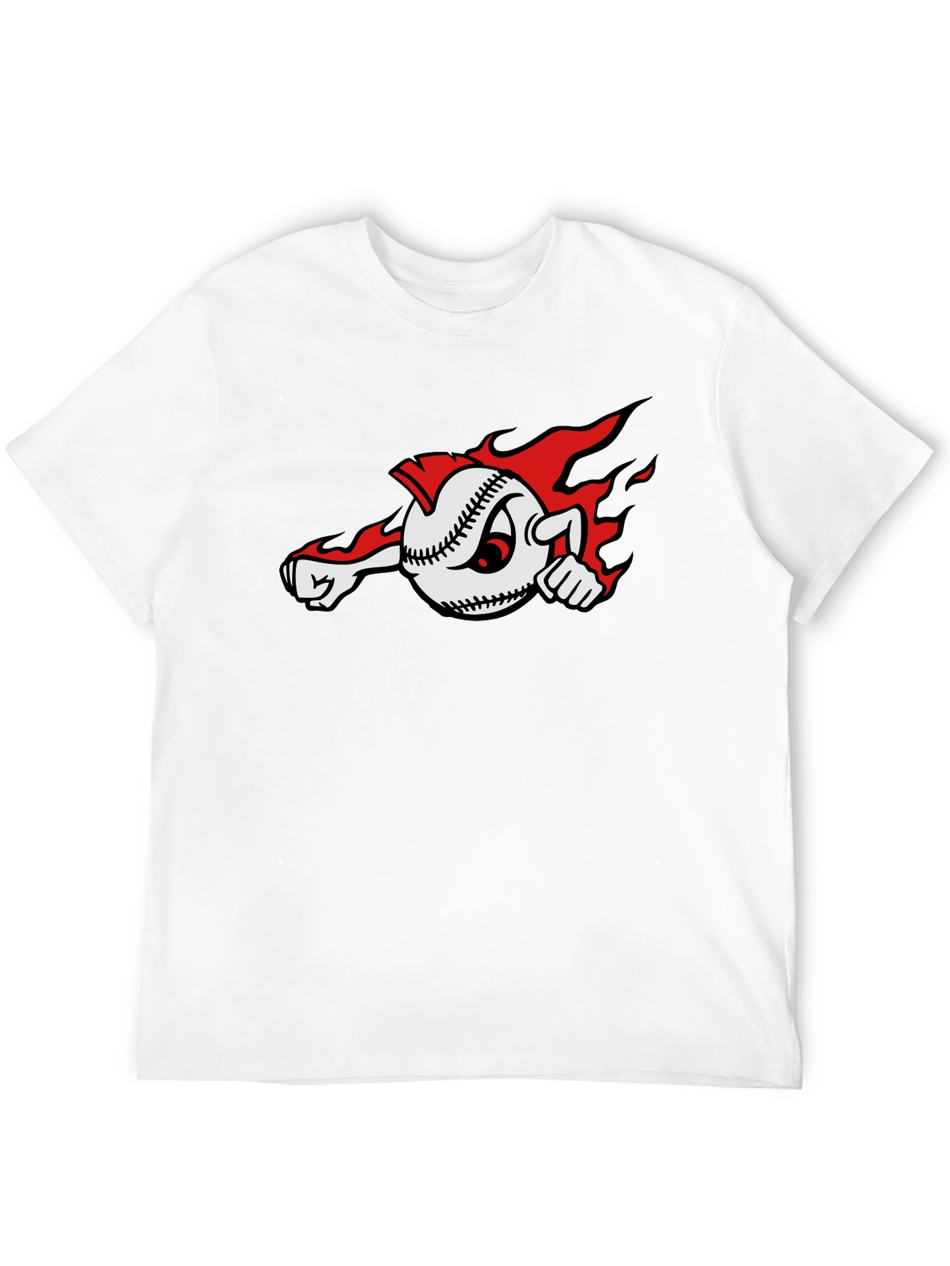 Fiery Baseball Cartoon Graphic T-Shirt