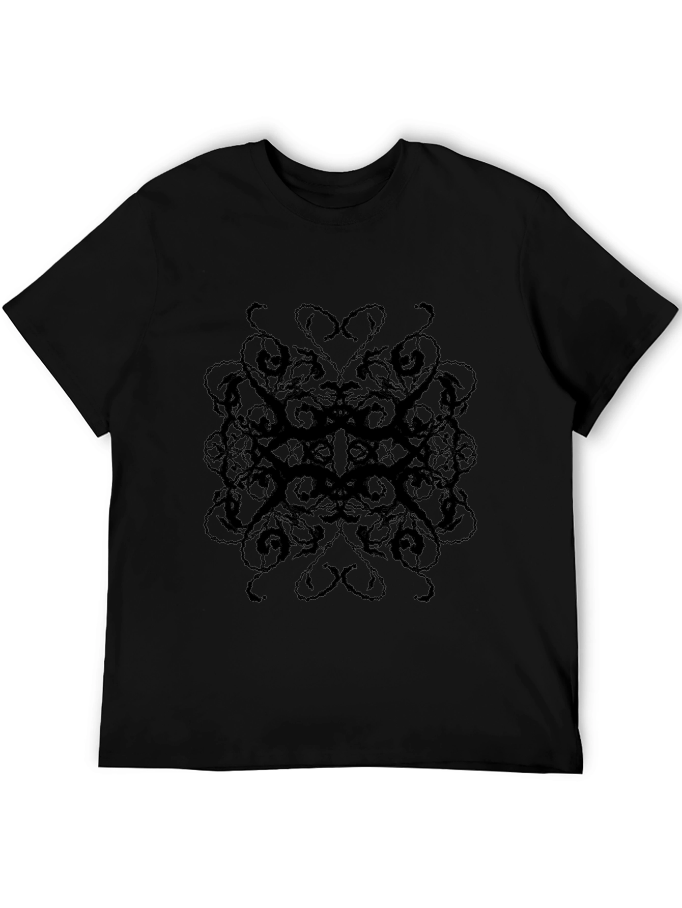 Mens Black Patterned T-Shirt - Casual Style