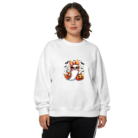 Trendy Cool Sunglasses Ghost Trick Or Treat Halloween Crewneck Sweatshirt