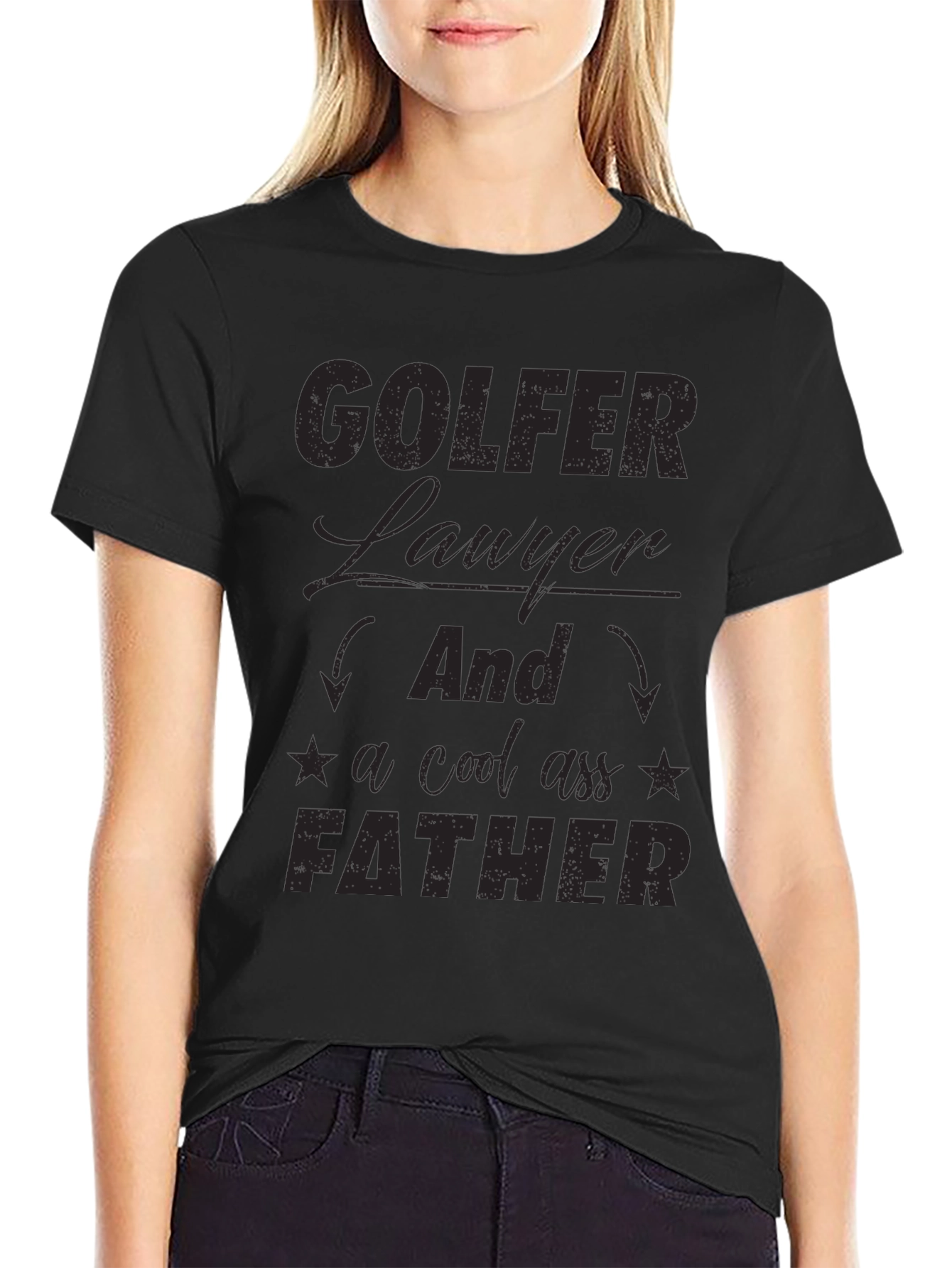 Golfer Lawyer Father Black T-Shirt