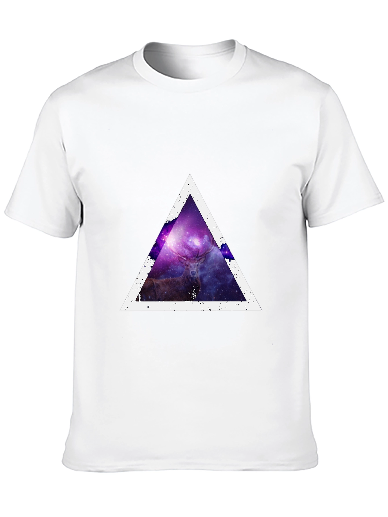 Cosmic Deer Triangle Tee - Modern Graphic Print T-Shirt