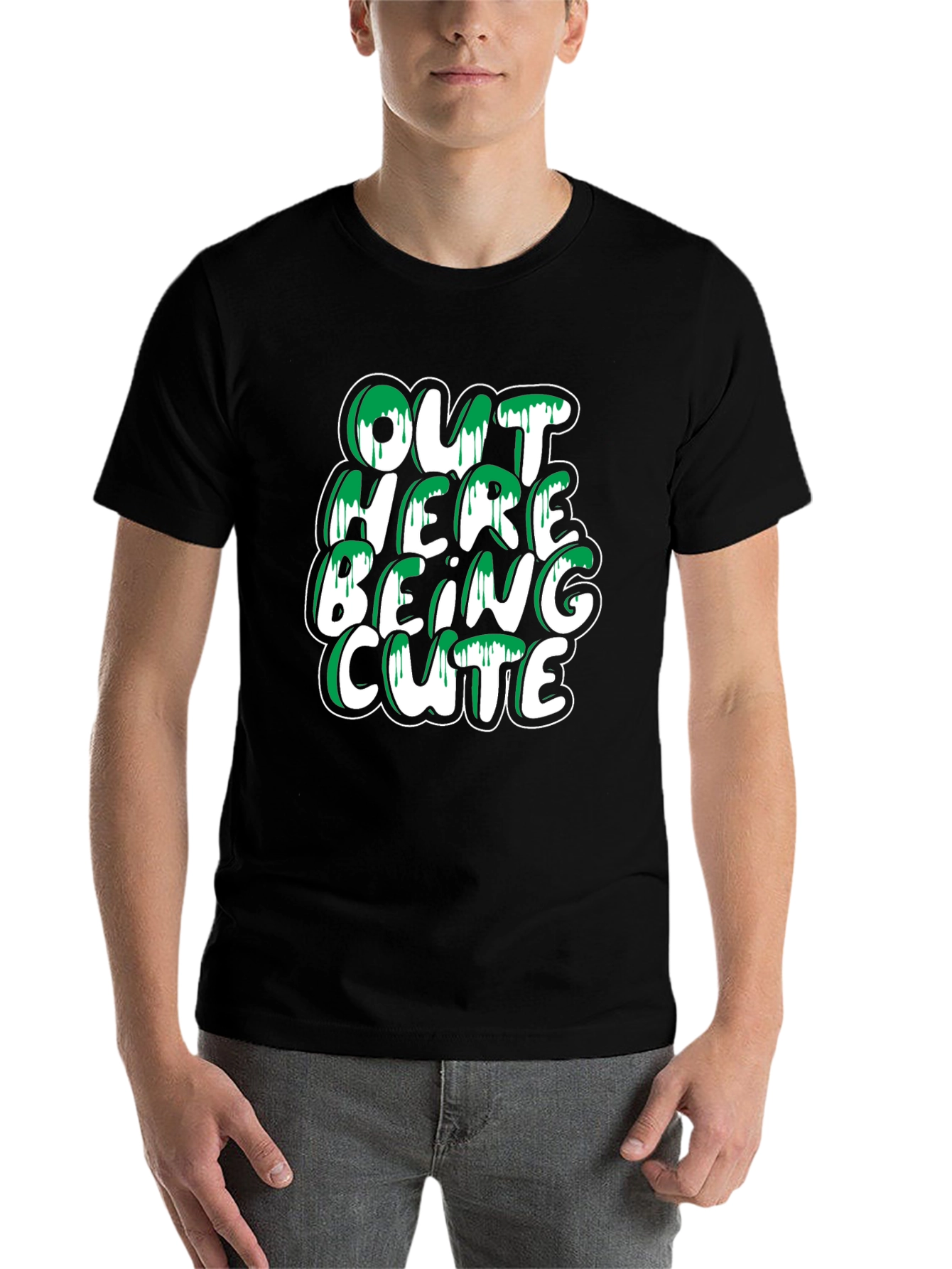 Out Here Being Cute T-Shirt - Stylish Black Tee