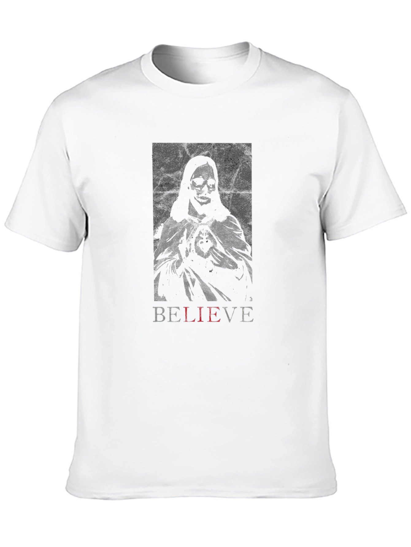 Believe Graphic Tee - Edgy Skeleton Design