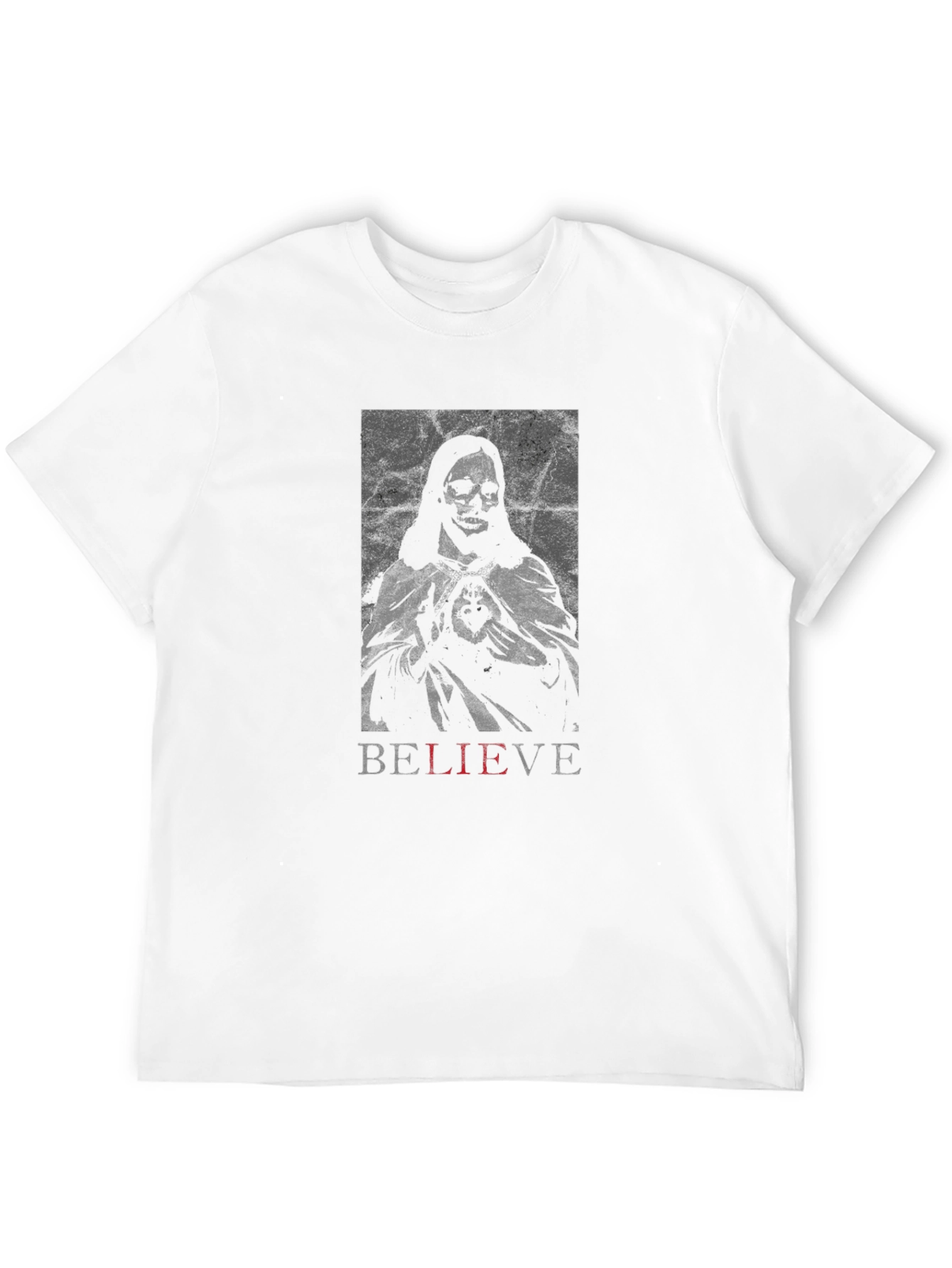 Believe Graphic Tee - Edgy Skeleton Design