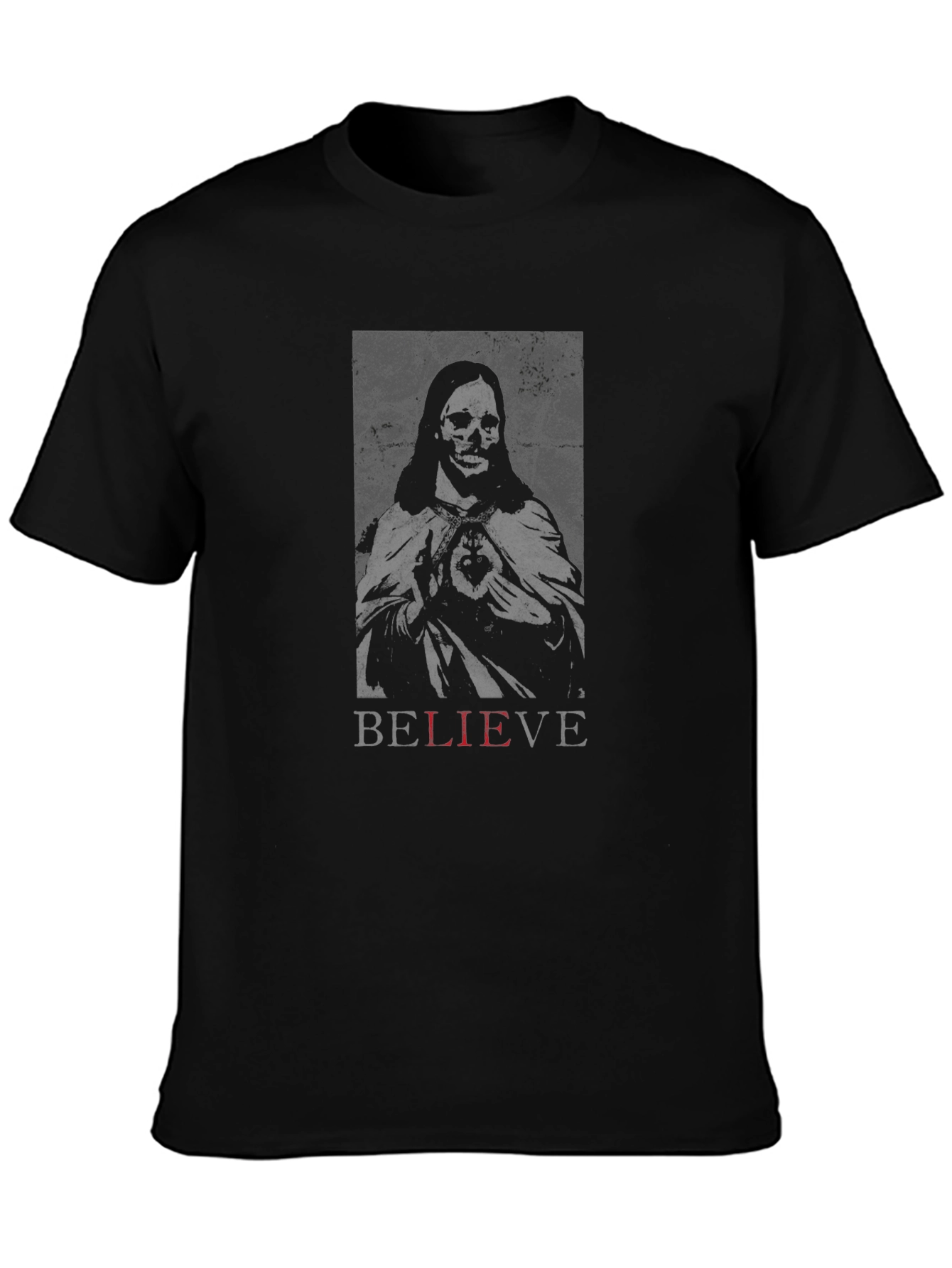 Believe Graphic Tee - Edgy Skeleton Design