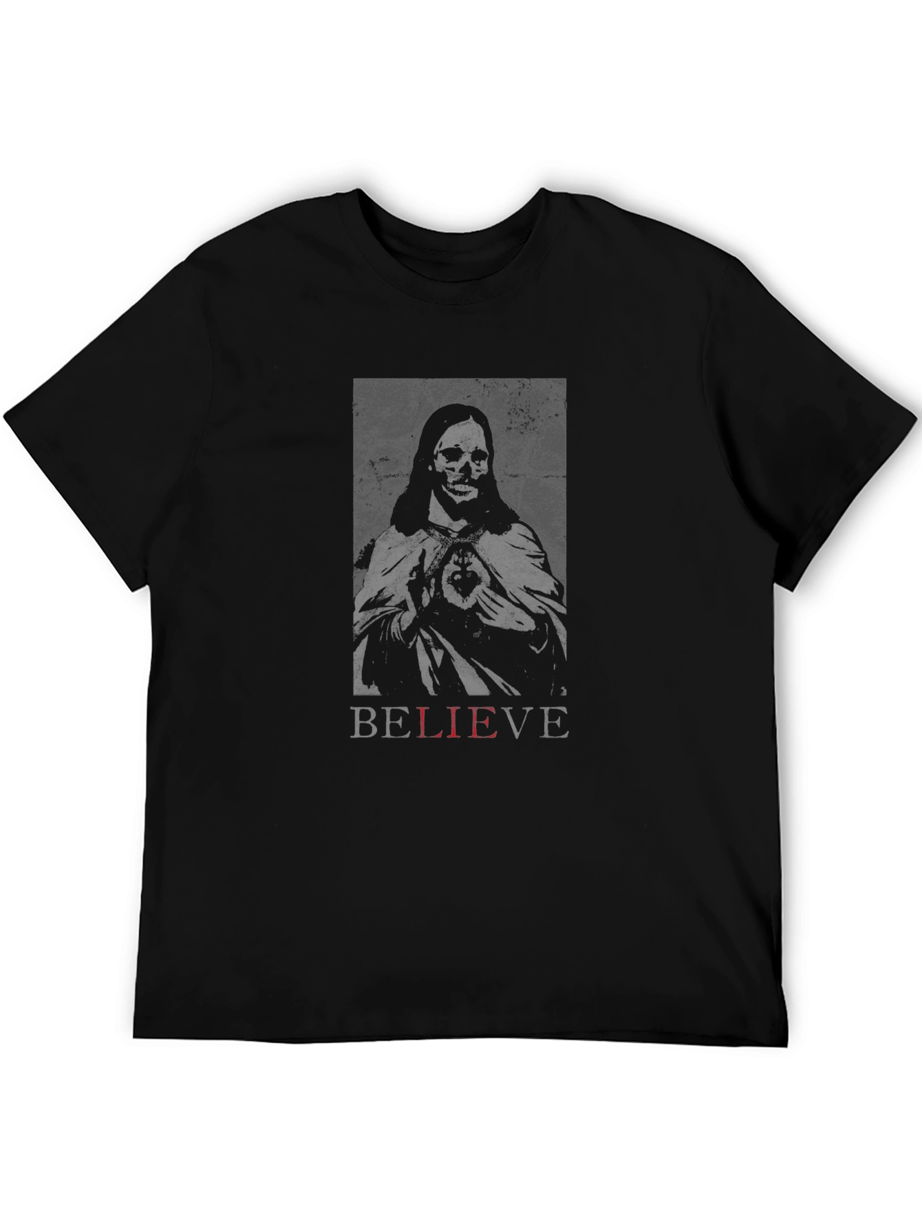 Believe Graphic Tee - Edgy Skeleton Design