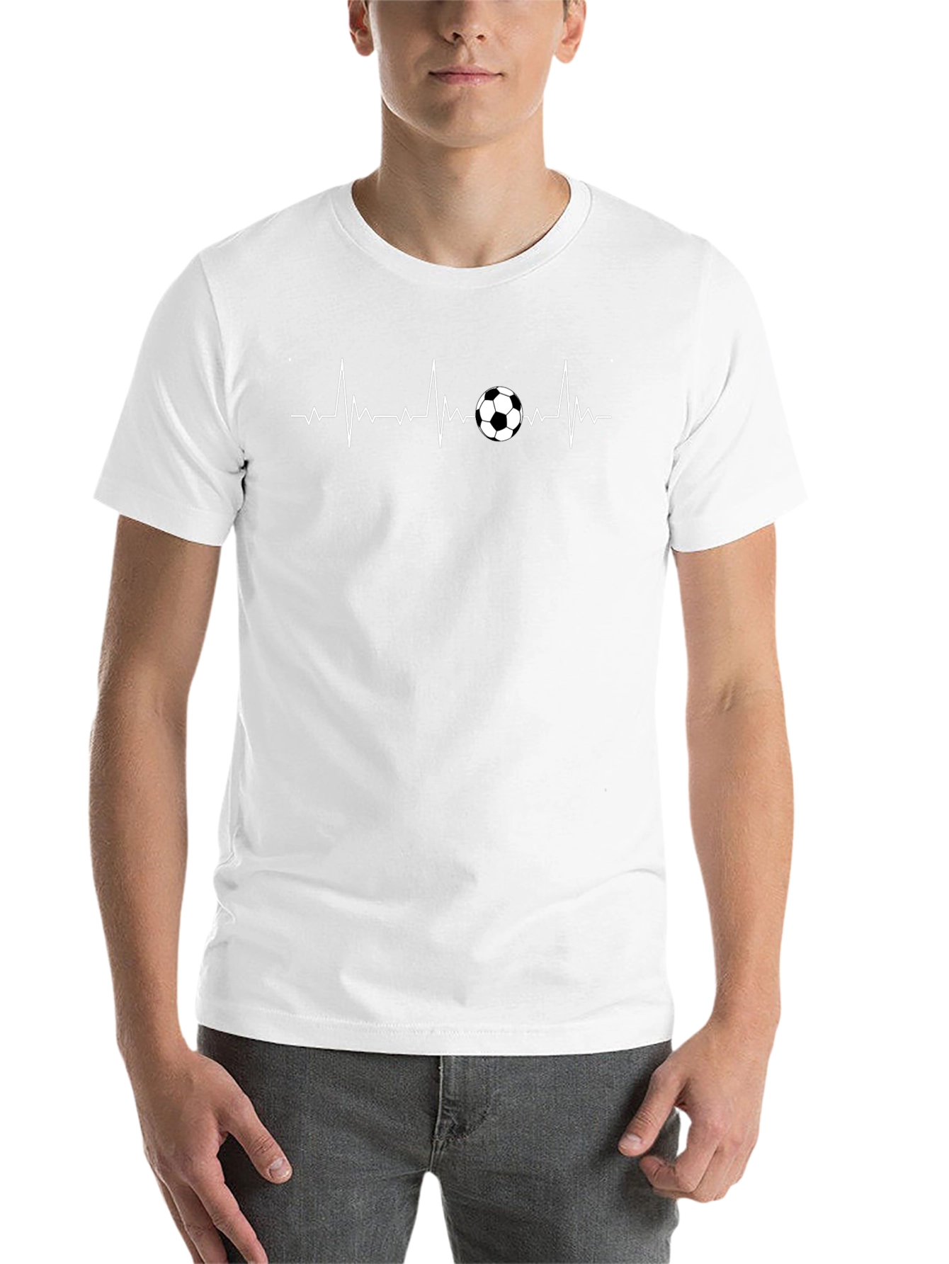 Soccer Heartbeat T-Shirt - Black Sporty Casual