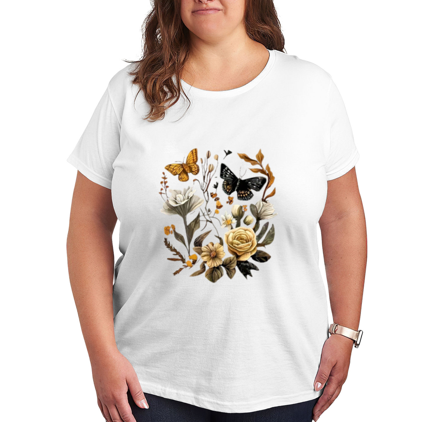 Vintage Wildflower Dual Butterfly Cottagecore Tee