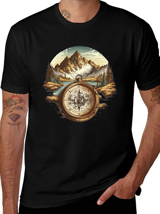 Compass & Mountain Graphic Tee - Adventure Ready!