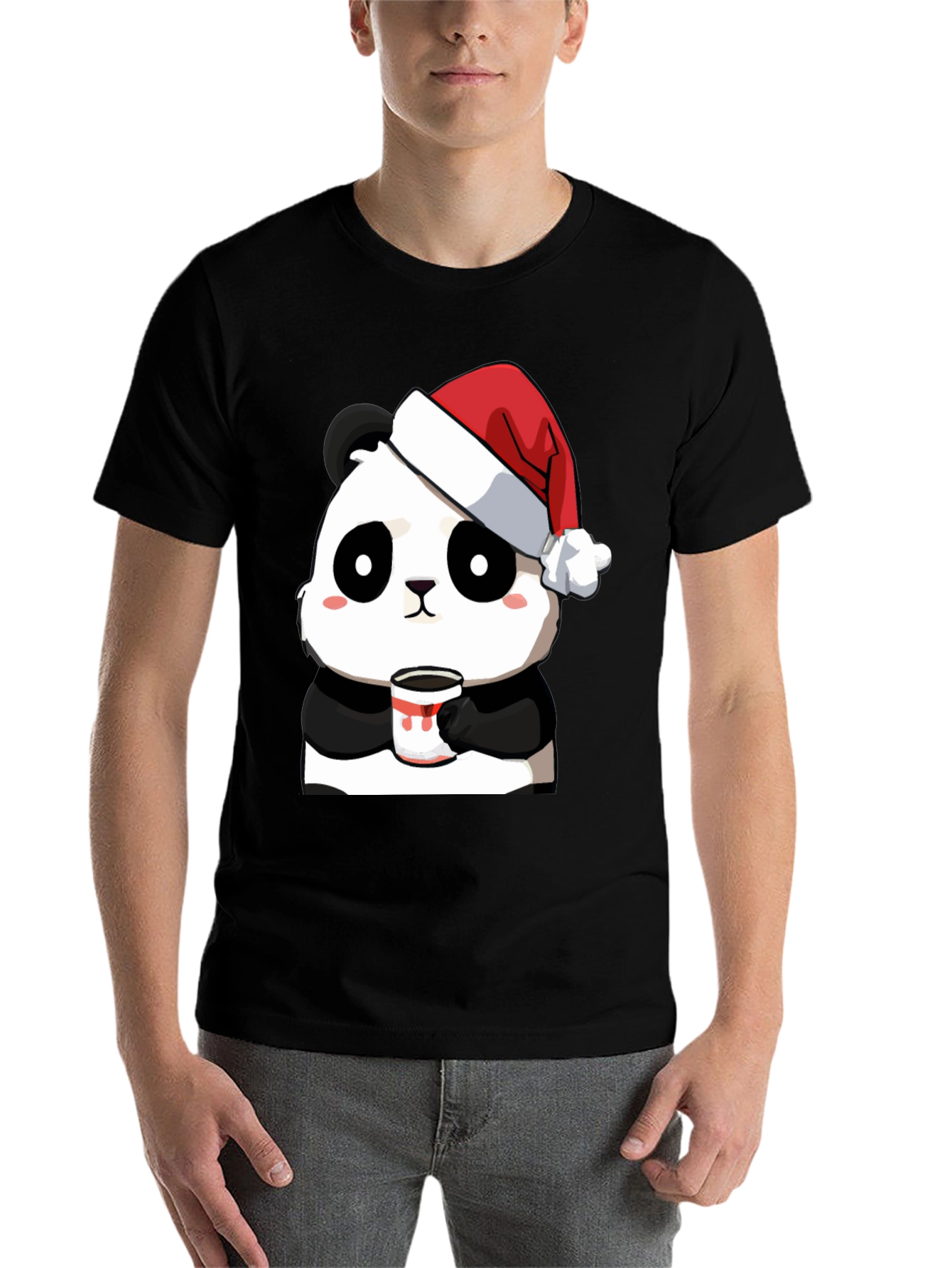 Cute Panda Santa Hat Coffee Mug Graphic T-Shirt