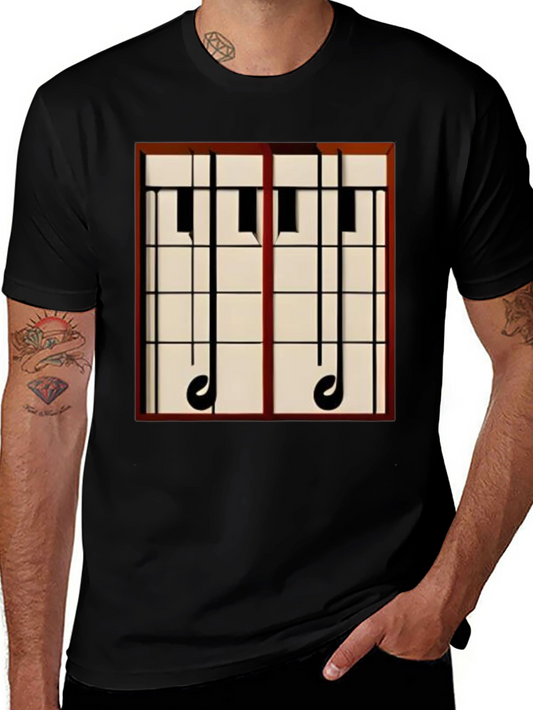 Piano Keys & Music Notes Graphic T-Shirt