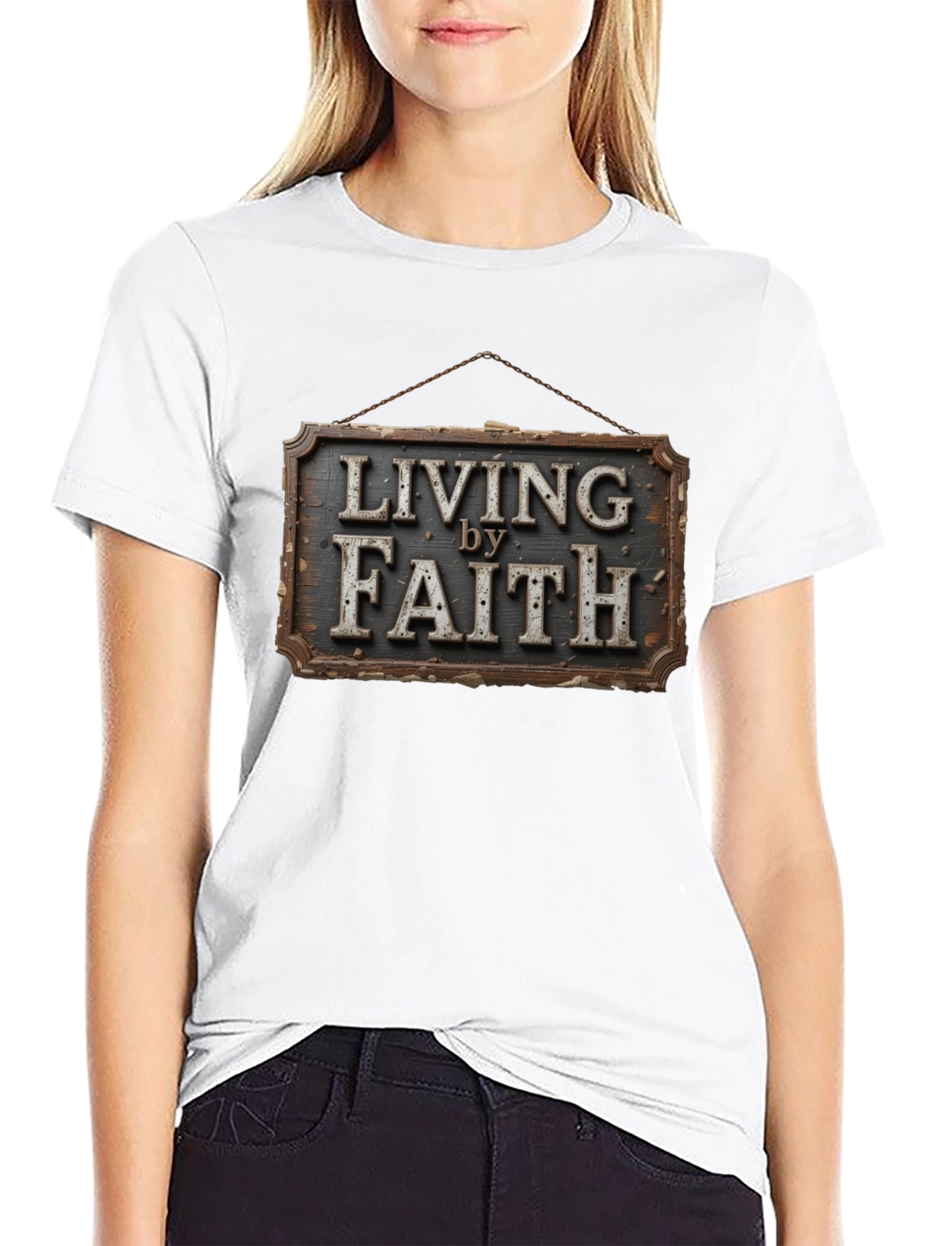 Living by Faith Graphic Print Tee - Christian Apparel