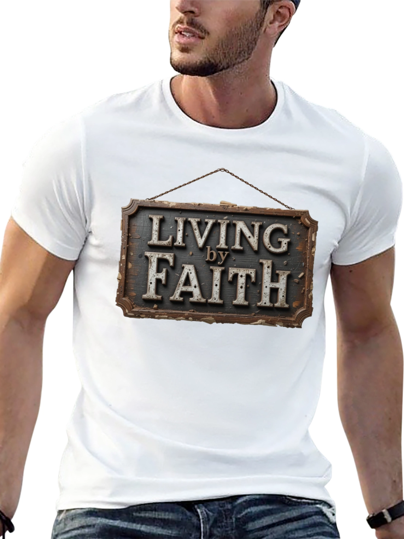 Living by Faith Graphic Print Tee - Christian Apparel