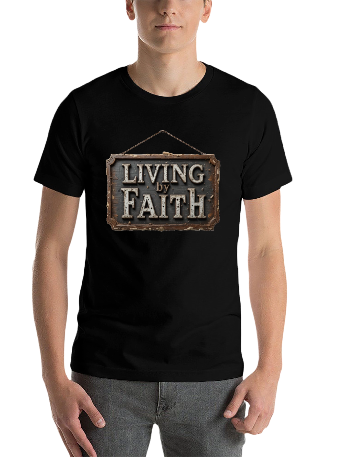 Living by Faith Graphic Print Tee - Christian Apparel