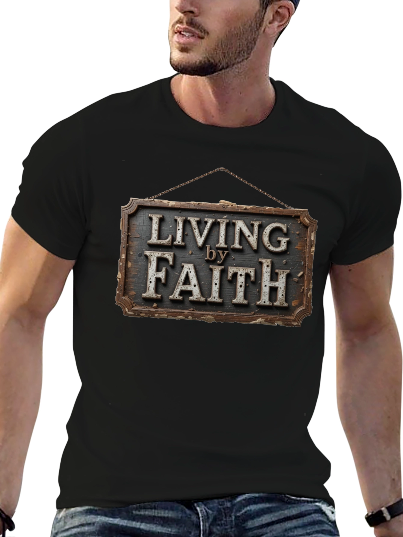Living by Faith Graphic Print Tee - Christian Apparel