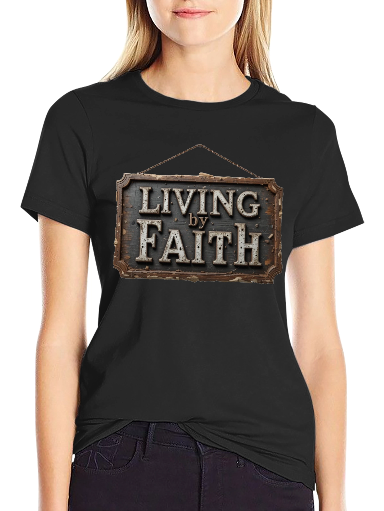 Living by Faith Graphic Print Tee - Christian Apparel