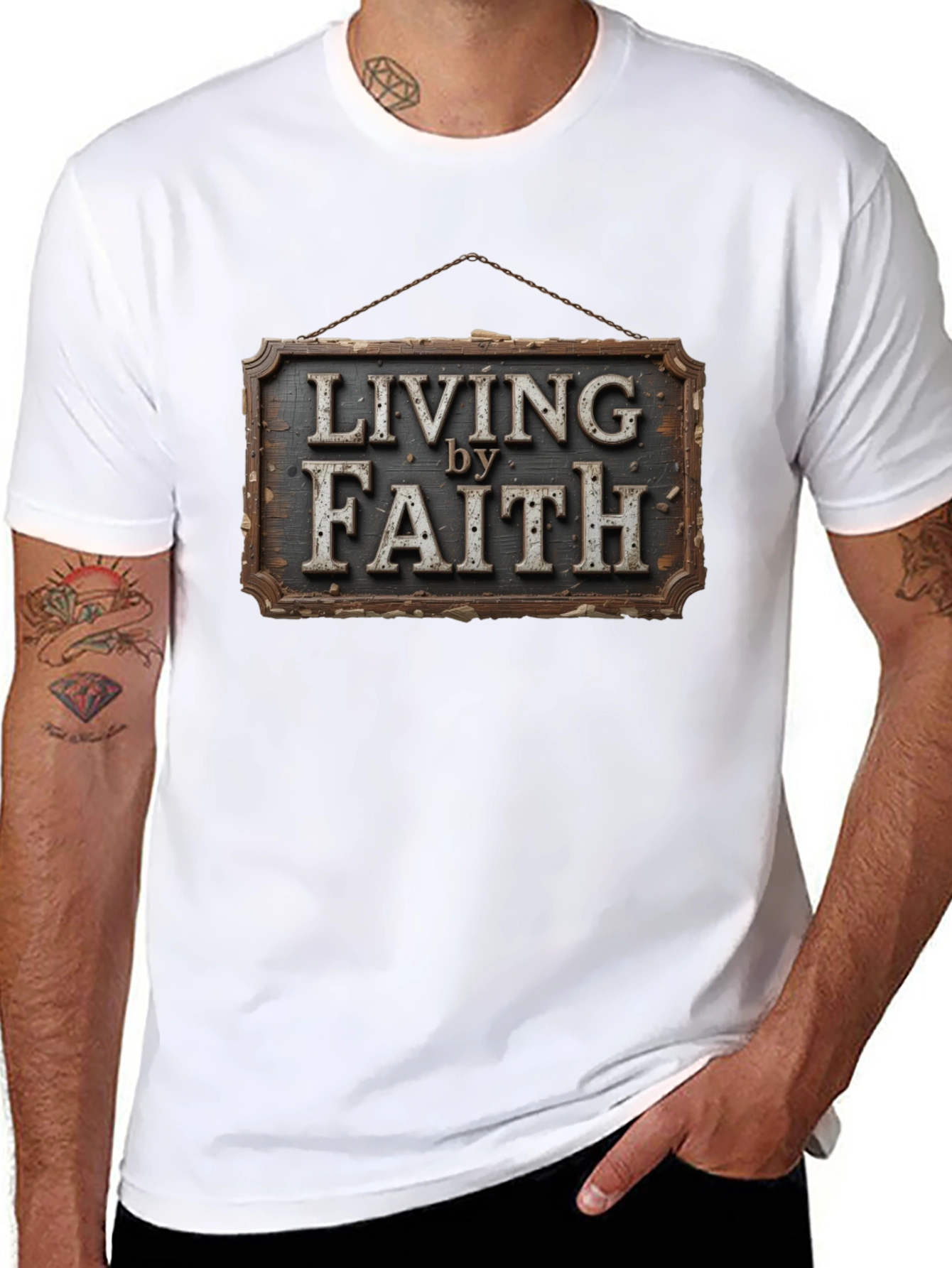 Living by Faith Graphic Print Tee - Christian Apparel