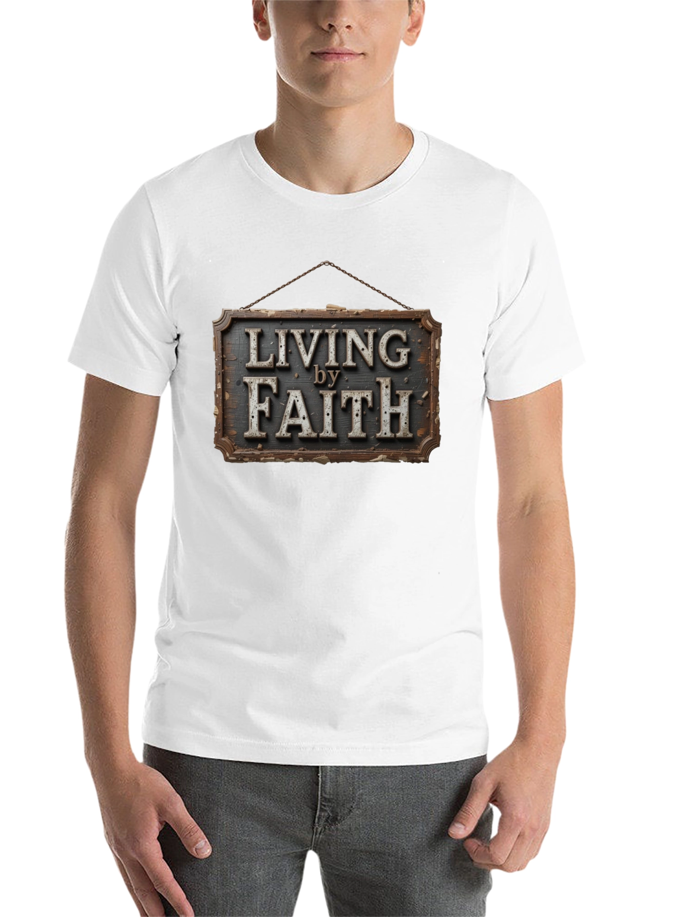 Living by Faith Graphic Print Tee - Christian Apparel