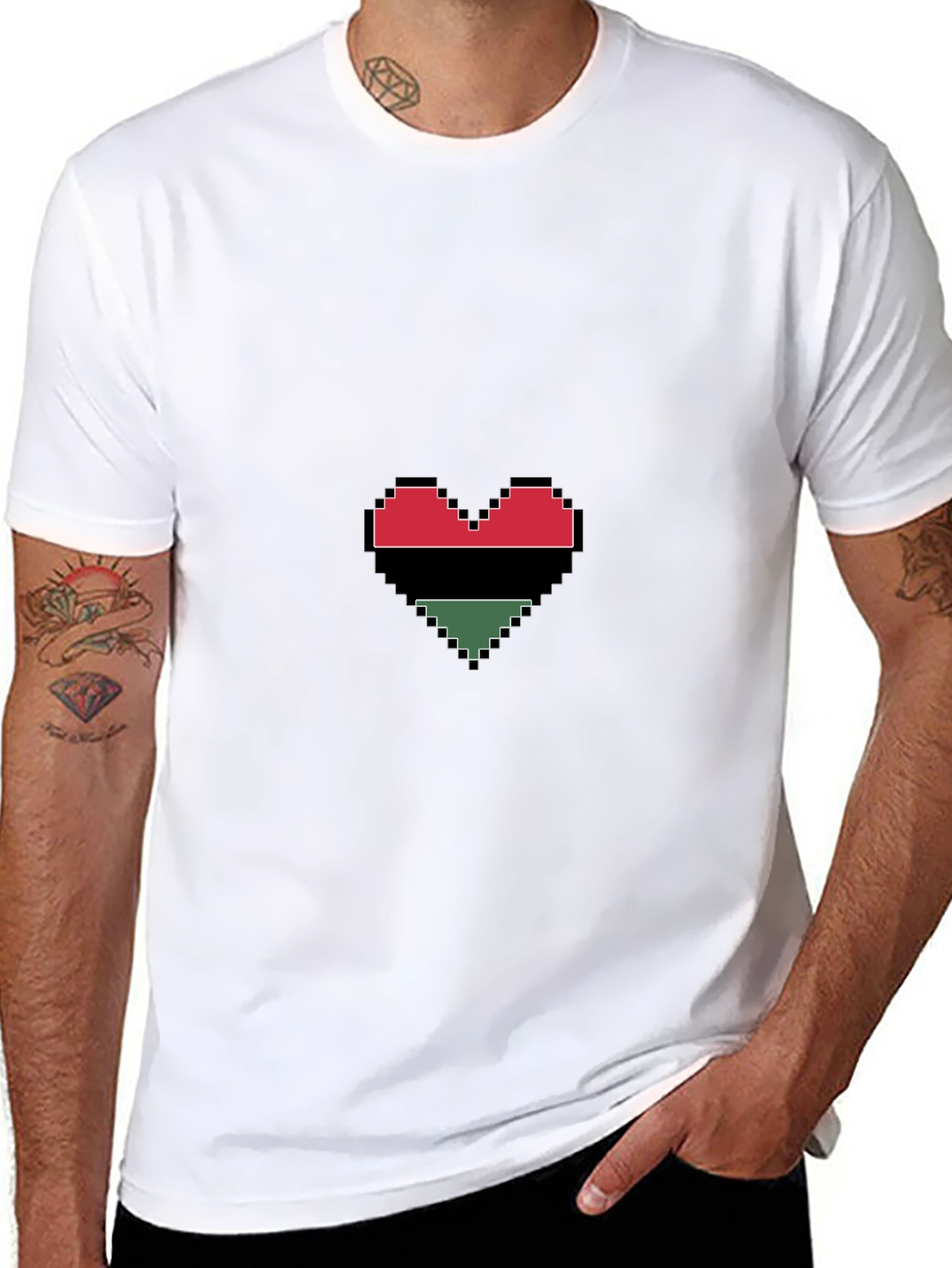 Pixel Heart Graphic Tee - Black Cotton Blend