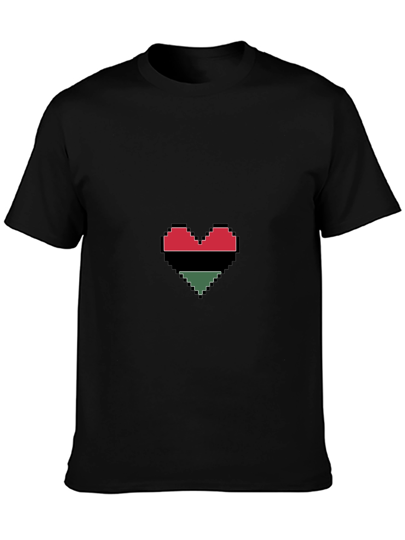Pixel Heart Graphic Tee - Black Cotton Blend