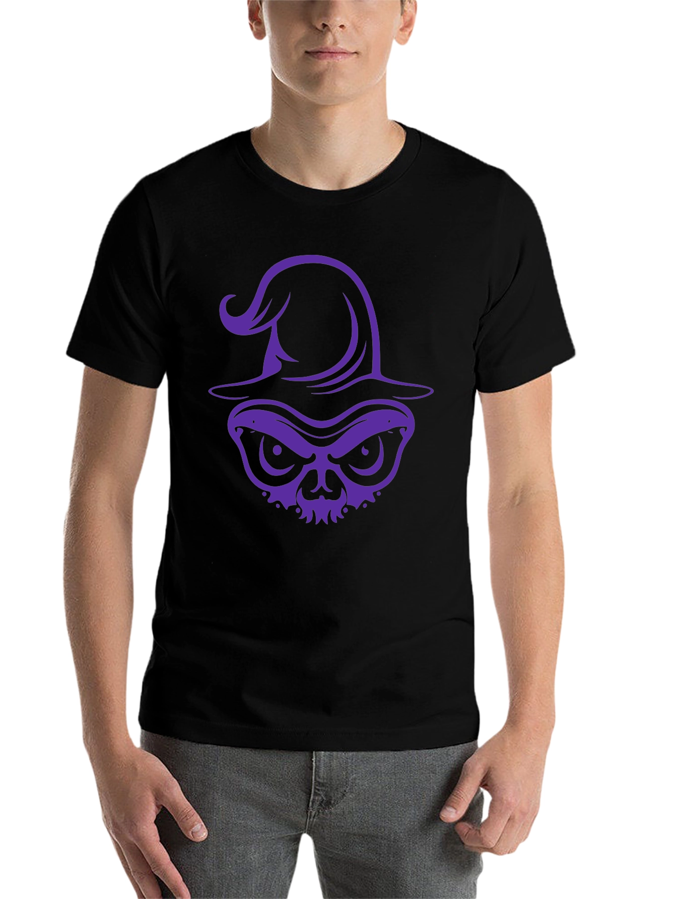 Witch Skull Graphic Tee - Halloween Shirt