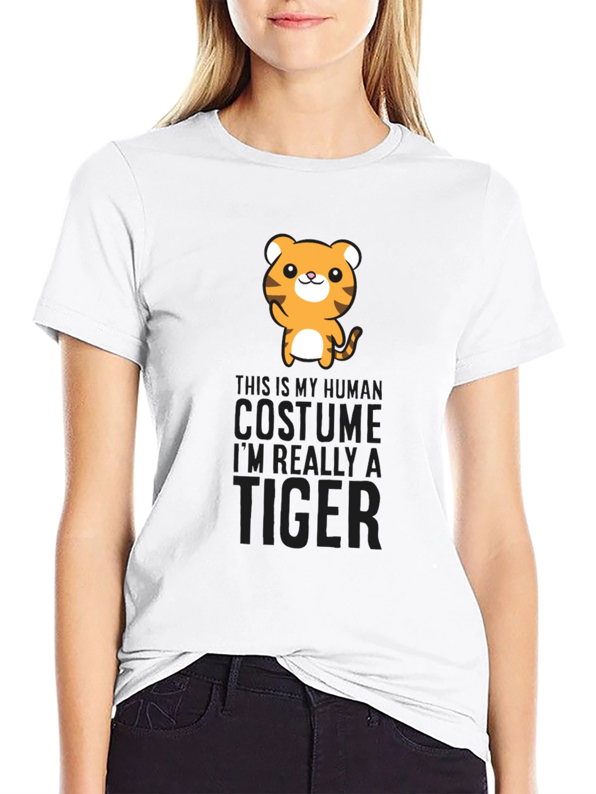 Human Costume Tiger Graphic Tee Shirt