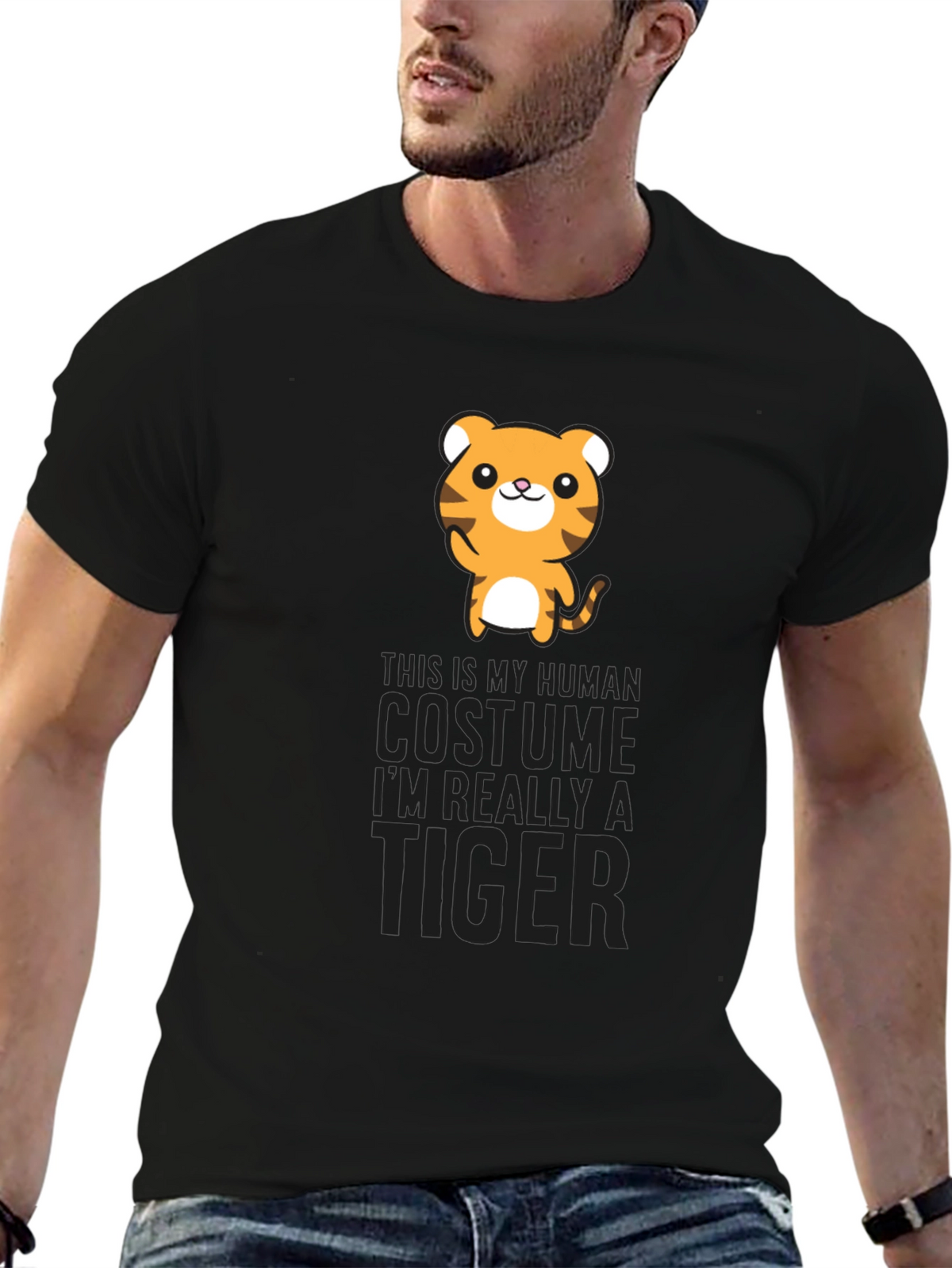 Human Costume Tiger Graphic Tee Shirt