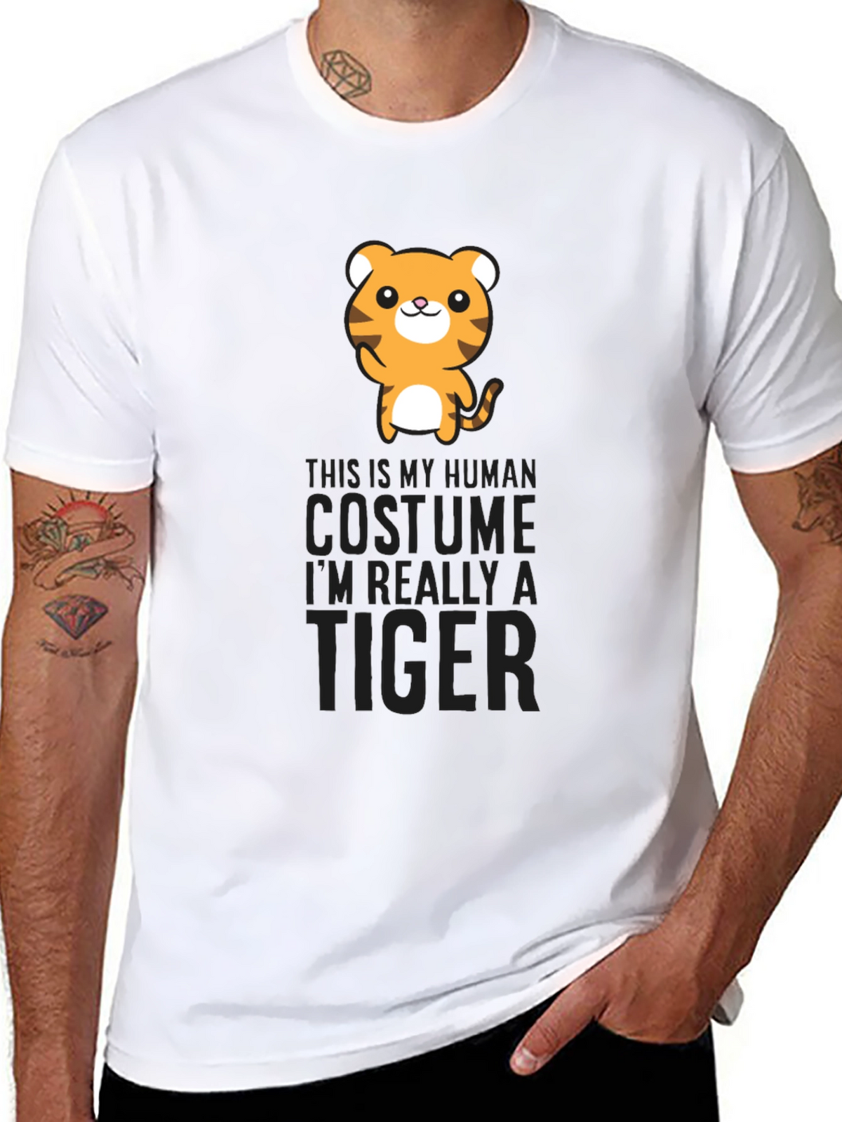 Human Costume Tiger Graphic Tee Shirt