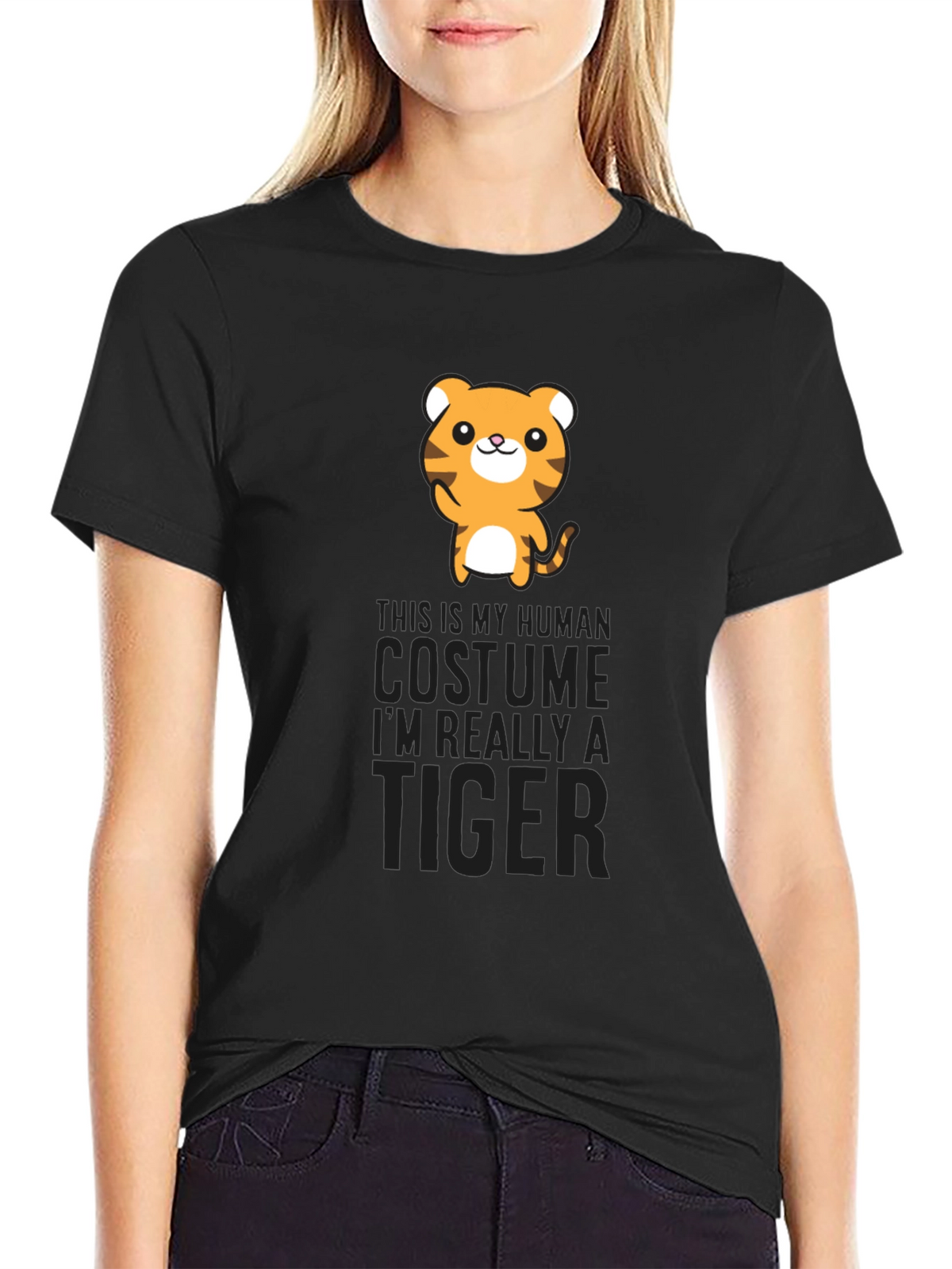 Human Costume Tiger Graphic Tee Shirt