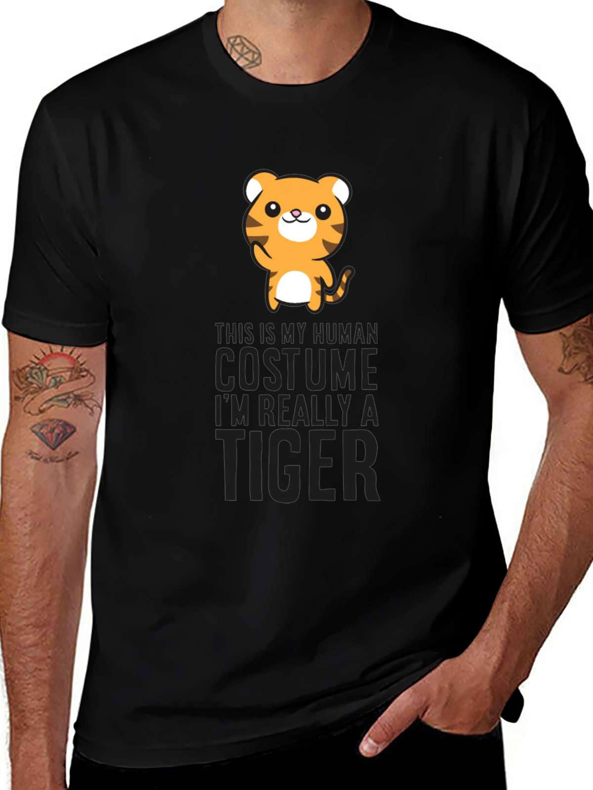 Human Costume Tiger Graphic Tee Shirt