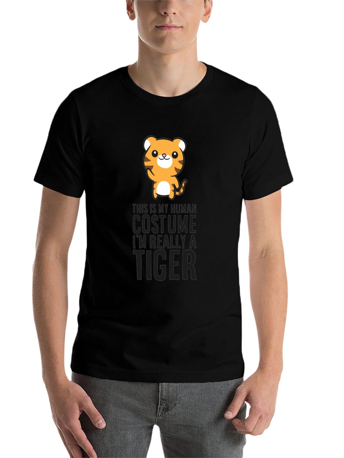 Human Costume Tiger Graphic Tee Shirt