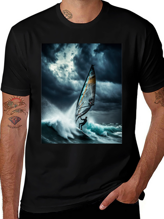 Windsurfing Waves T-Shirt - Black