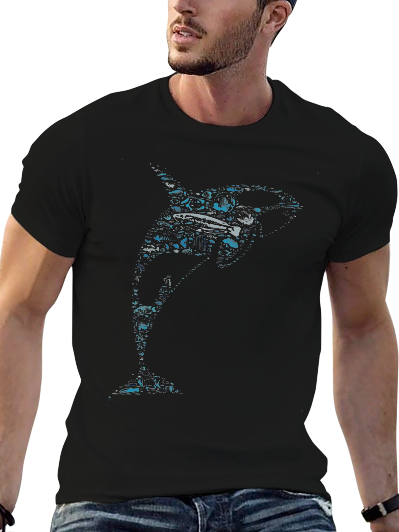 Orca Graphic Print Crew Neck T-Shirt