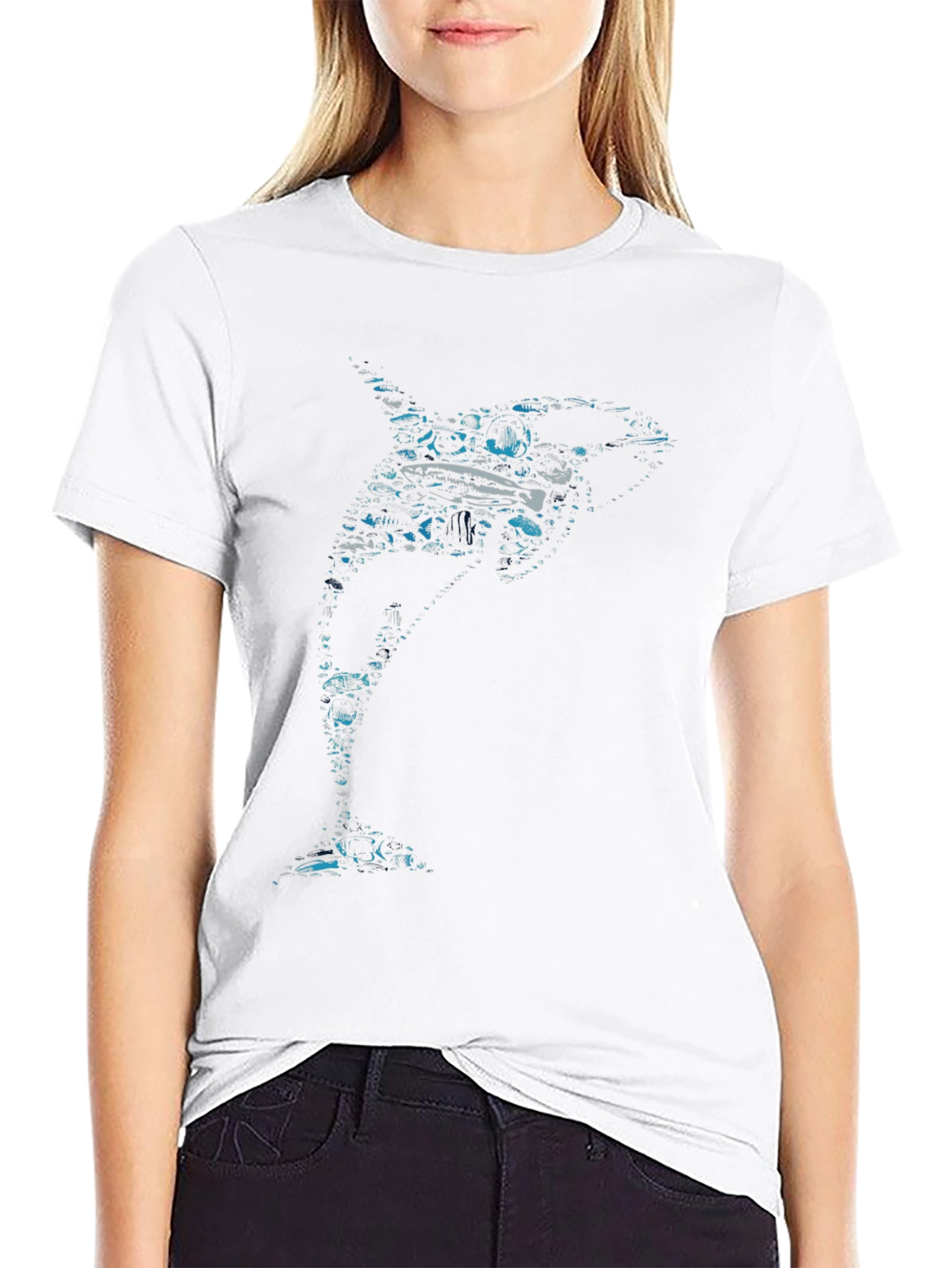 Orca Graphic Print Crew Neck T-Shirt
