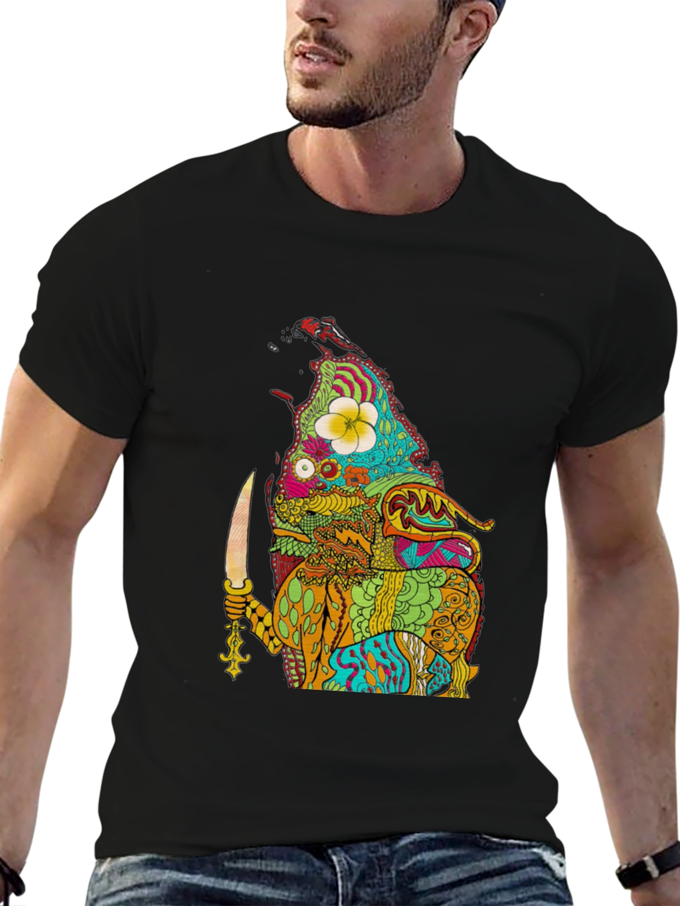 Psychedelic Island Warrior Black T-Shirt