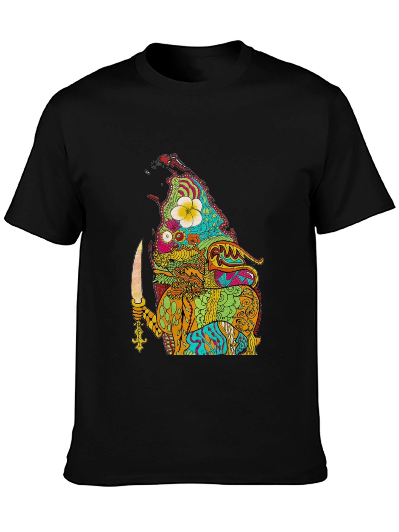 Psychedelic Island Warrior Black T-Shirt