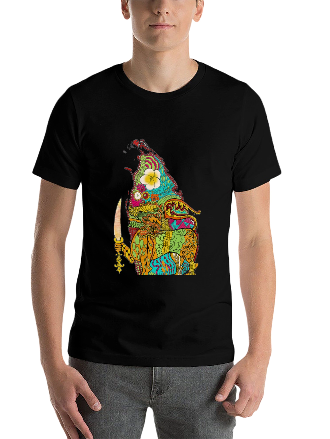 Psychedelic Island Warrior Black T-Shirt