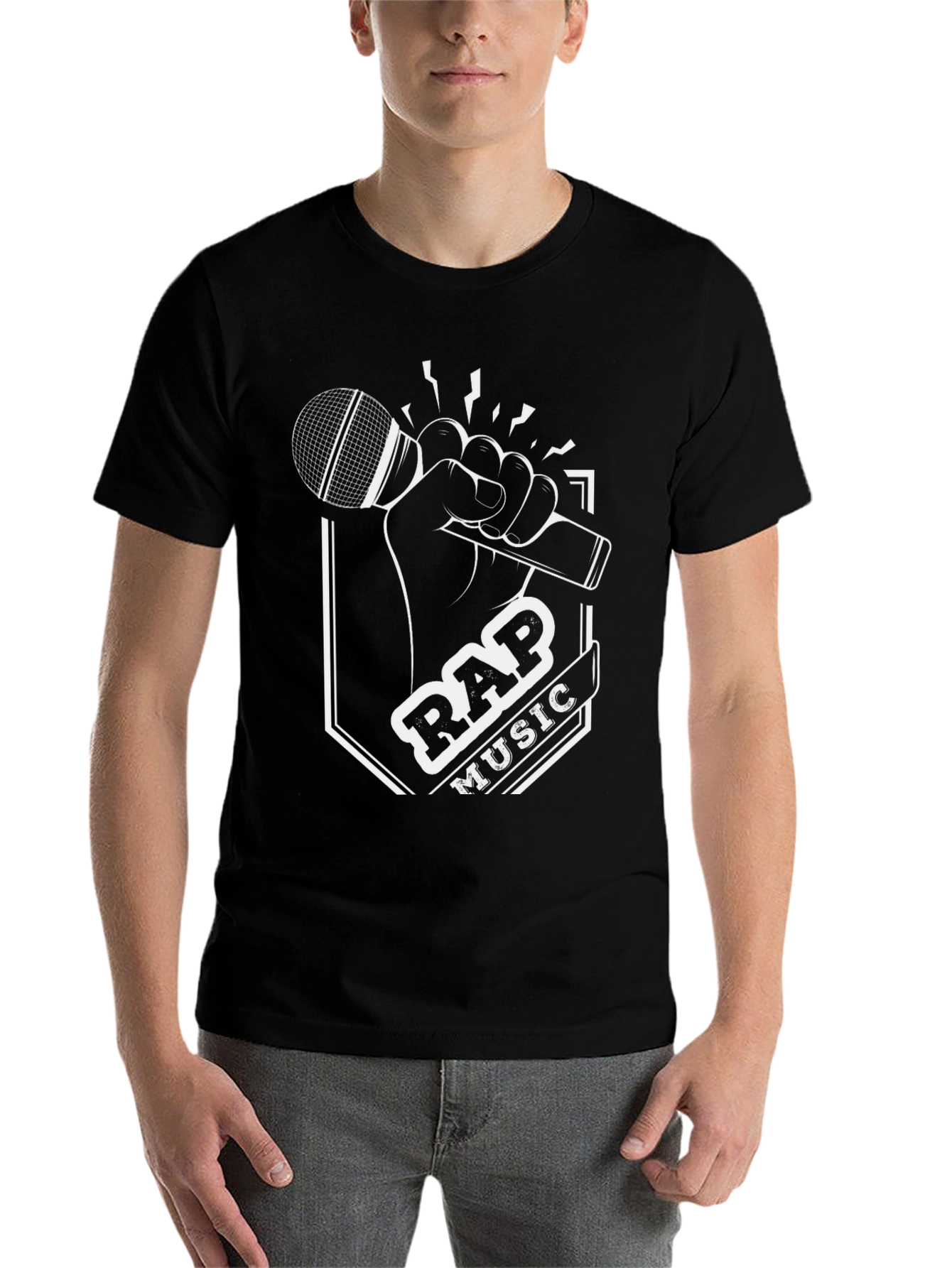 Rap Music Graphic T-Shirt - Black