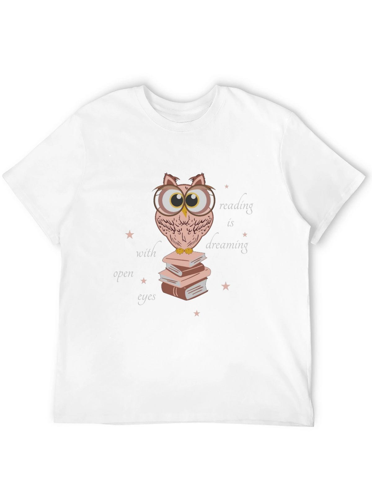 Owl Reading Book T-Shirt - Dreamy Open Eyes Design