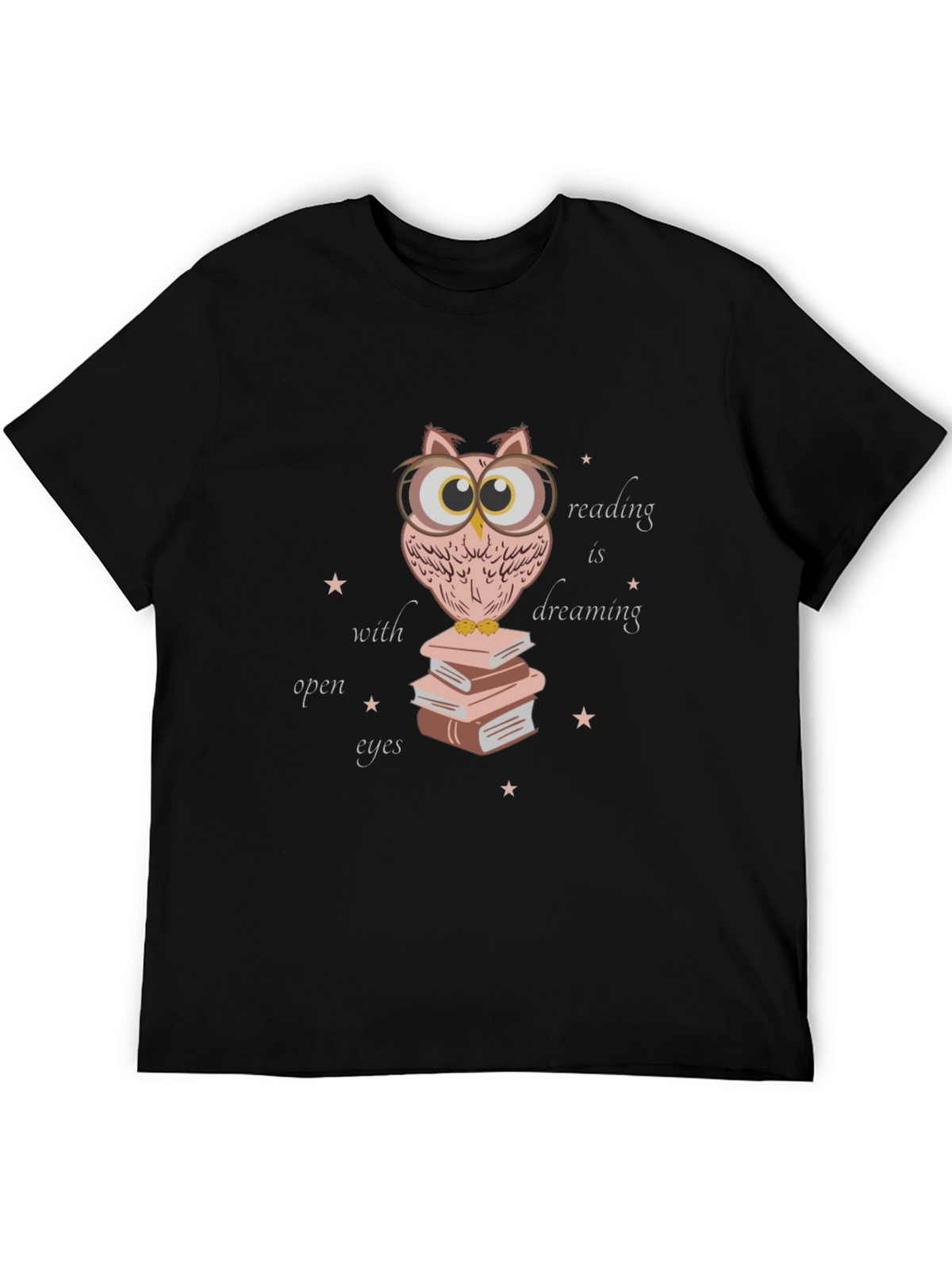 Owl Reading Book T-Shirt - Dreamy Open Eyes Design