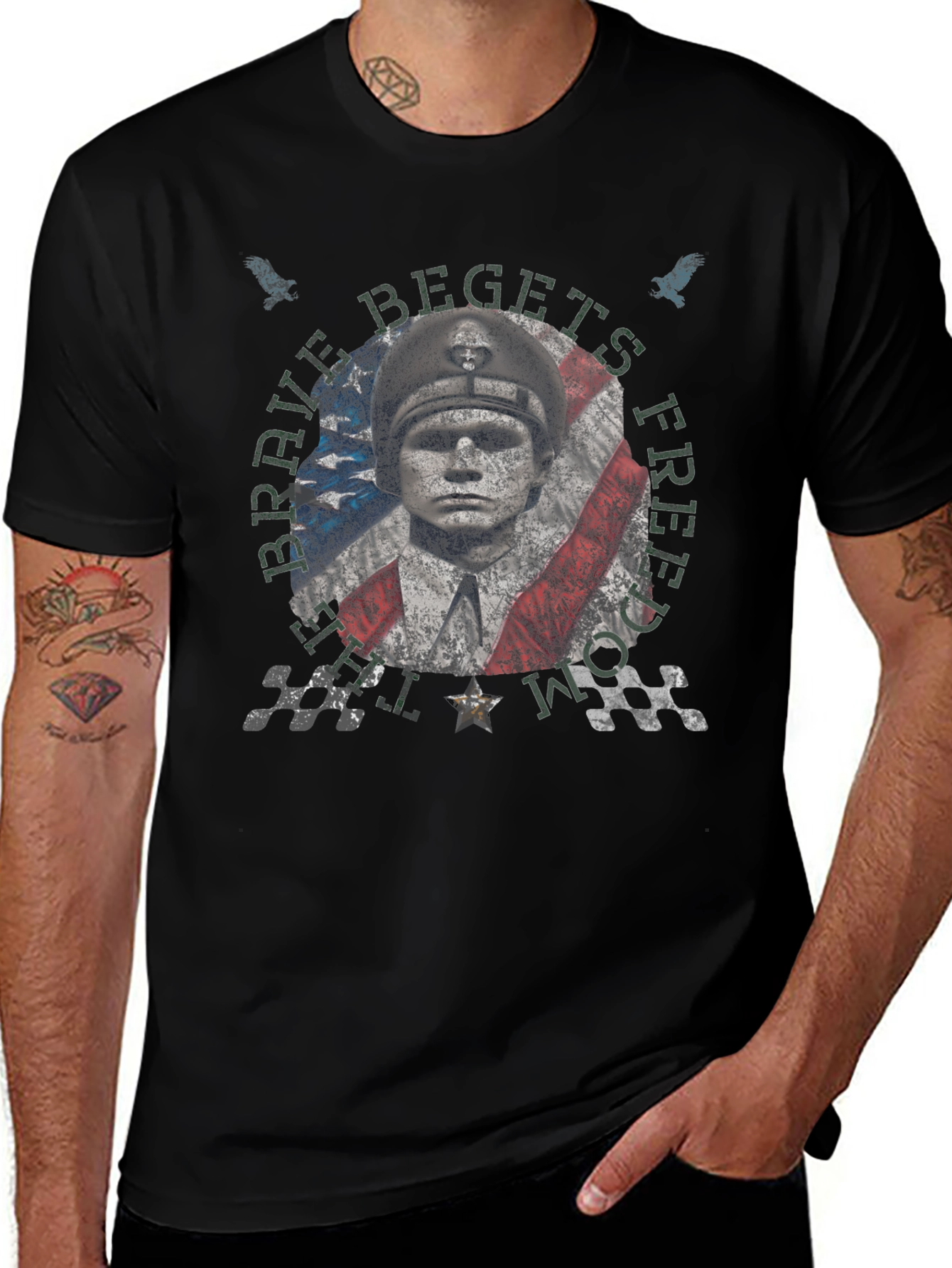 Brave Begets Free Distressed Graphic Tee