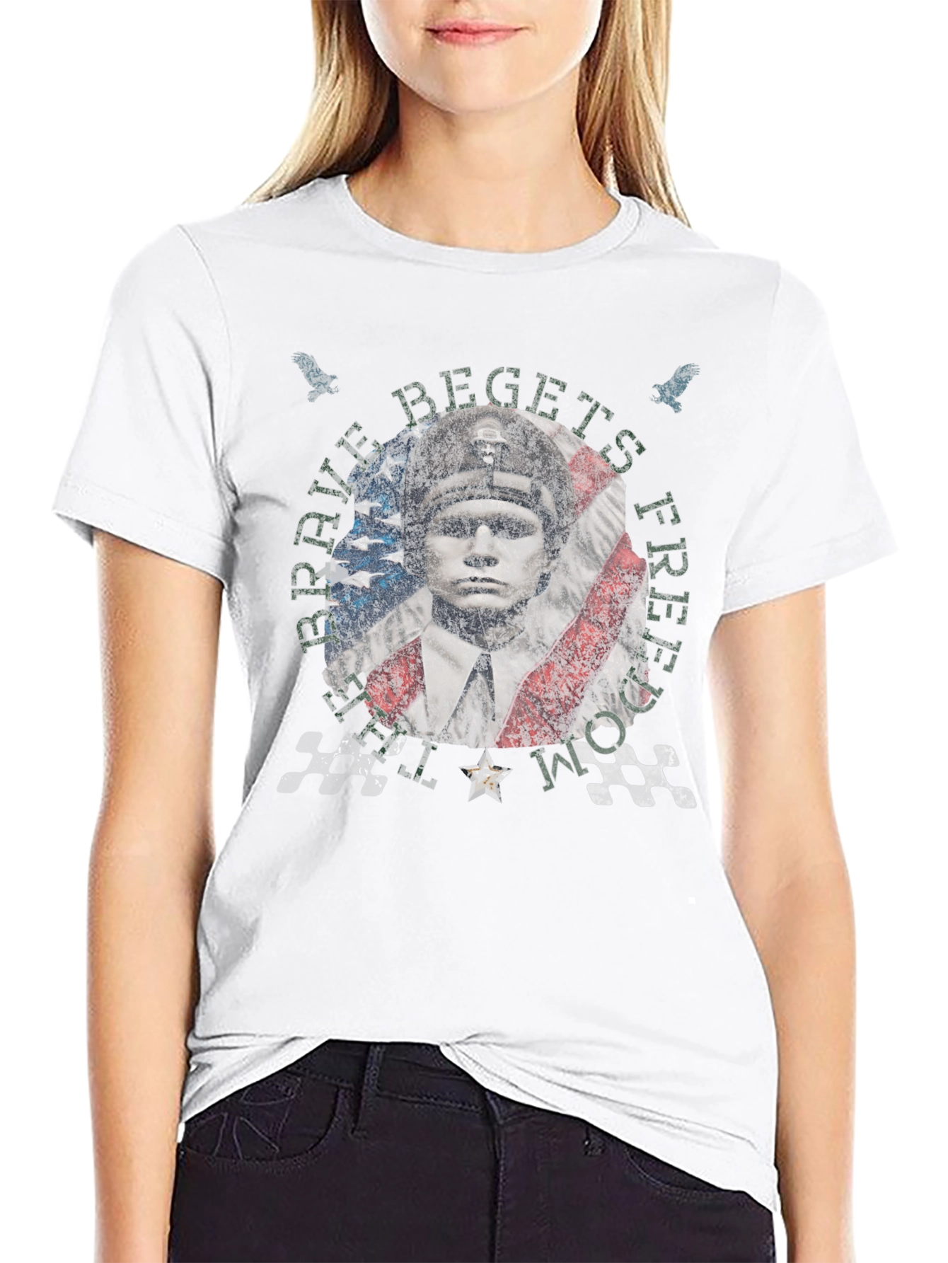 Brave Begets Free Distressed Graphic Tee