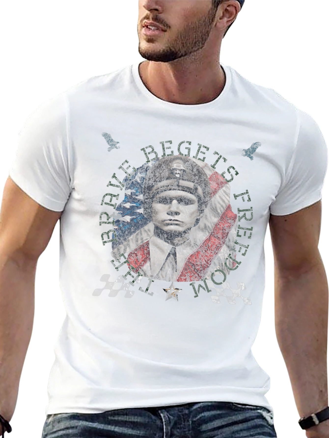 Brave Begets Free Distressed Graphic Tee
