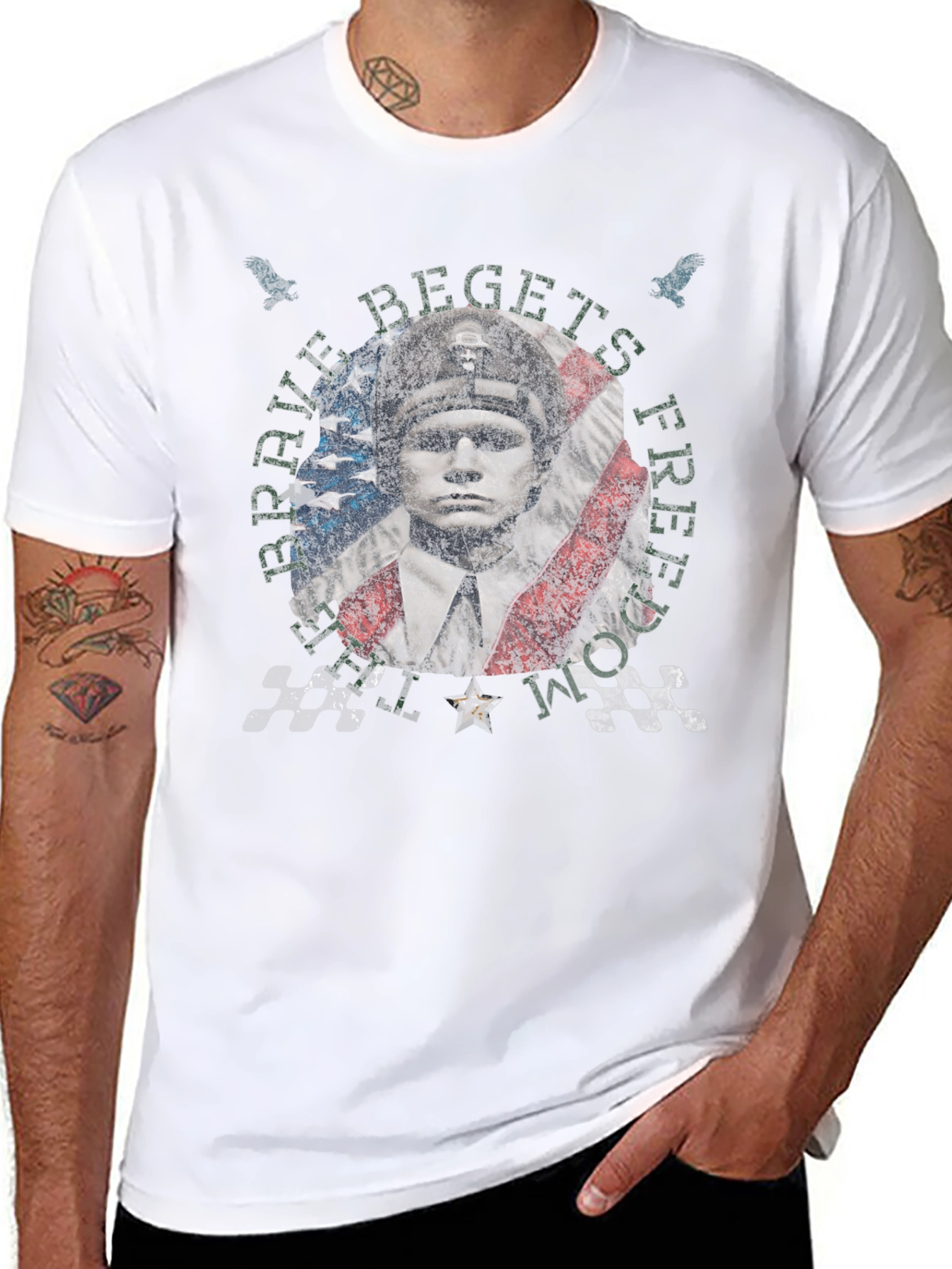 Brave Begets Free Distressed Graphic Tee