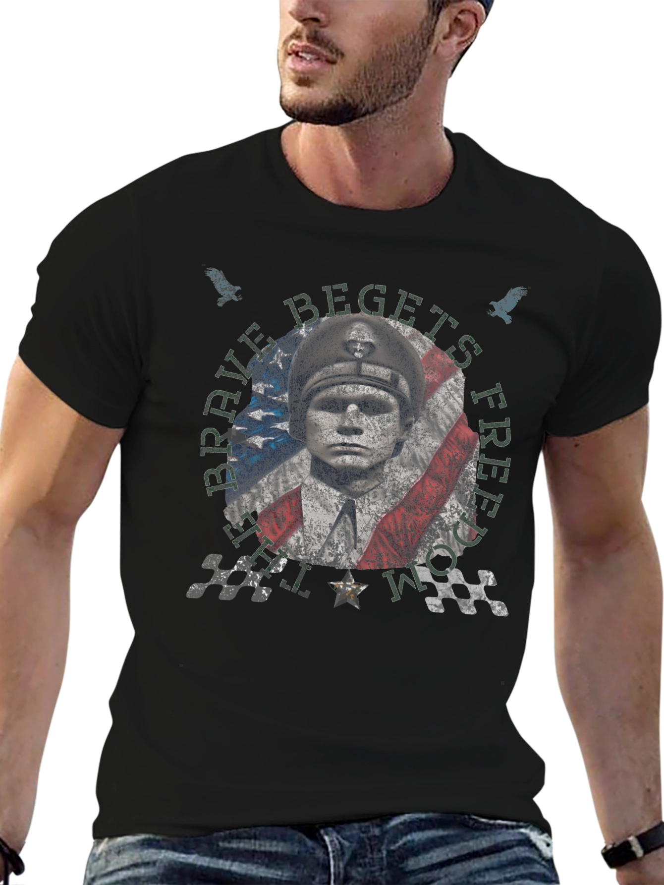 Brave Begets Free Distressed Graphic Tee