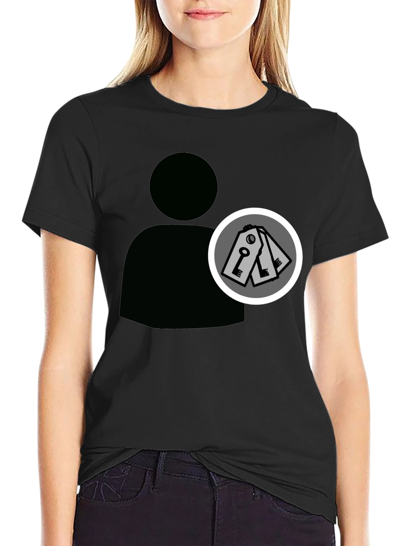 Abstract Keys Graphic Print Black T-Shirt