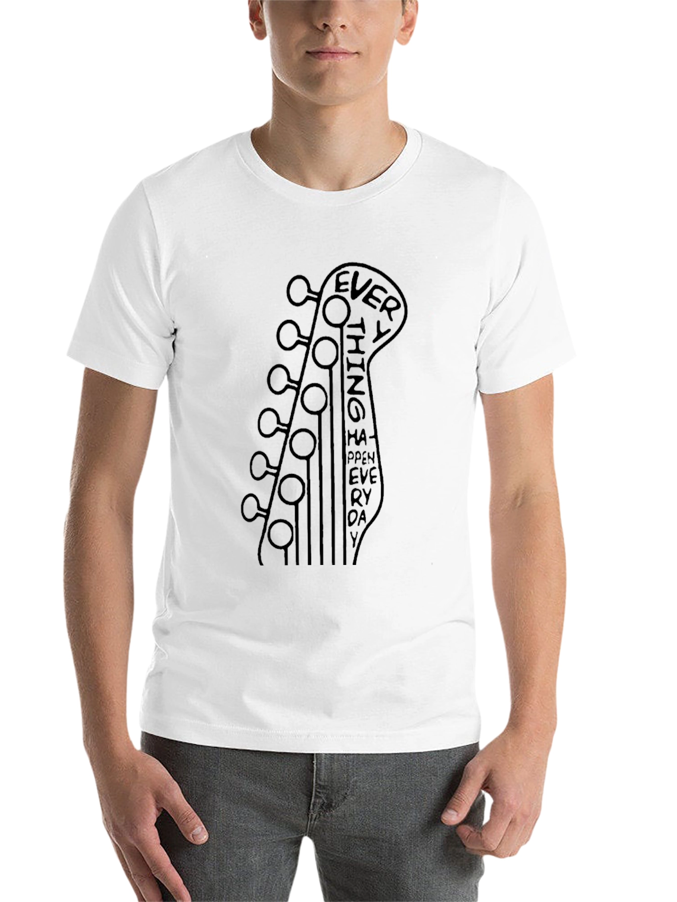Guitar Headstock Everything Happens Everyday Graphic Tee