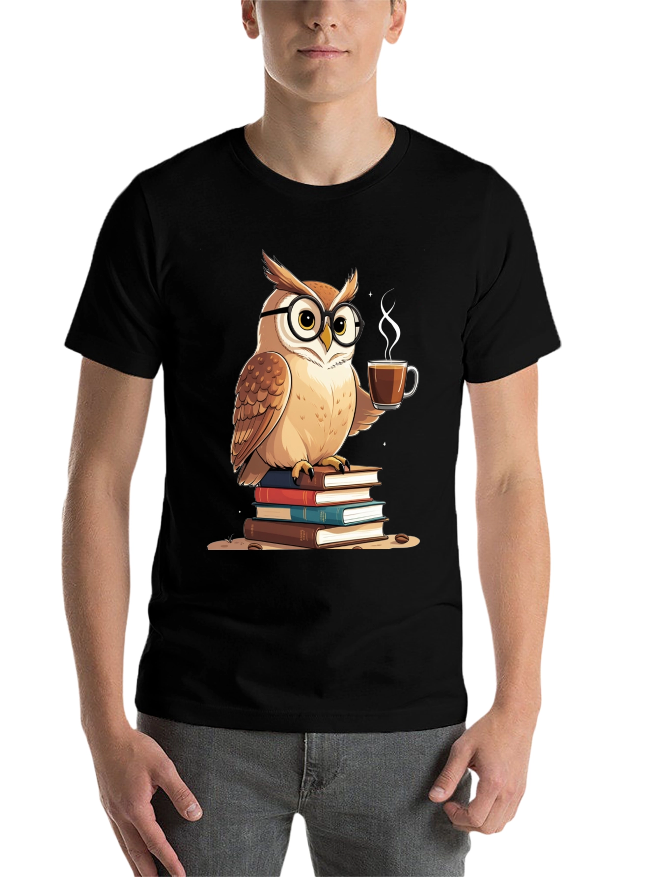 Owl Lover T-Shirt - Coffee and Books
